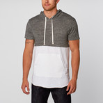 The Neighbor Short-Sleeve Hoodie // Charcoal + White (S)
