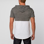 The Neighbor Short-Sleeve Hoodie // Charcoal + White (S)