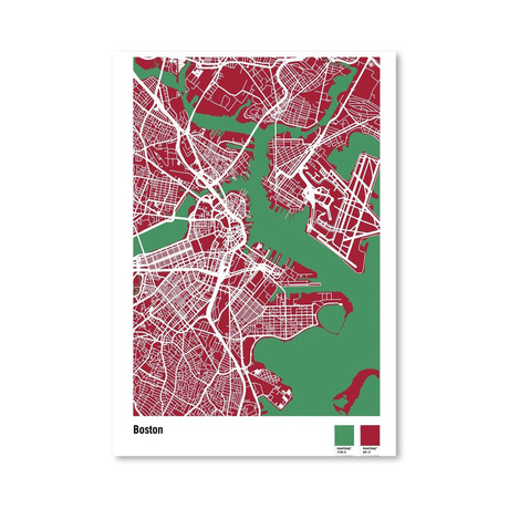 Boston Street Map (16"W x 20"H x 1.5"D)