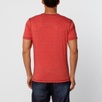 Contrast Stitched Henley // Red (XL)