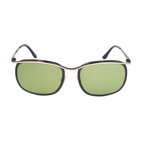 Tom Ford // Marcello Rectangular Sunglasses // Rose Gold + Black Frame + Green Lens