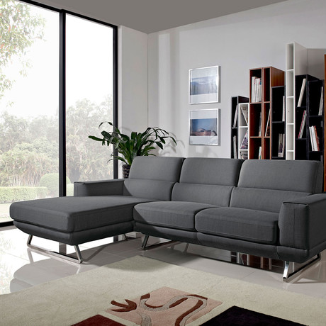 Divani Casa Becket Modern Dark Grey Fabric Sectional Sofa