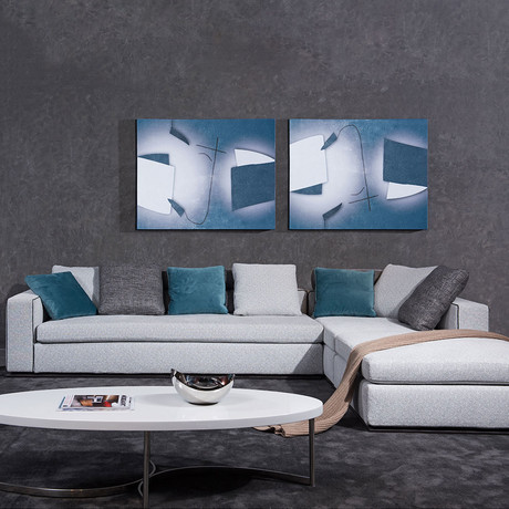 Divani Casa Whitley Modern Grey Fabric Sectional Sofa + Ottoman