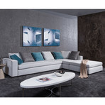 Divani Casa Whitley Modern Grey Fabric Sectional Sofa + Ottoman