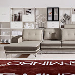 Divani Casa Feldspar Modern Beige + Brown Fabric Sectional Sofa