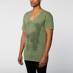 V-Neck Skull Tee Light // Khaki (XS)