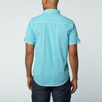 Short Sleeve Shirt // Aqua Wide Stripe (XS)