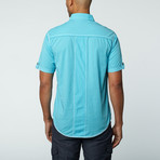 Short Sleeve Shirt // Aqua Pin Stripe (S)