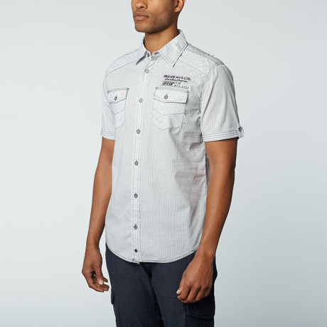 Short Sleeve Shirt // White Pin Stripe (XS)