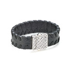 Sterling Silver Leather Stitched Bracelet