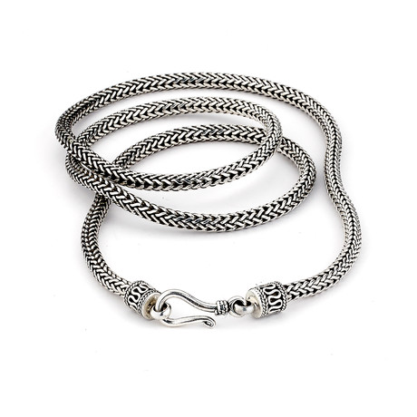 Sterling Silver Woven Hook Chain Necklace