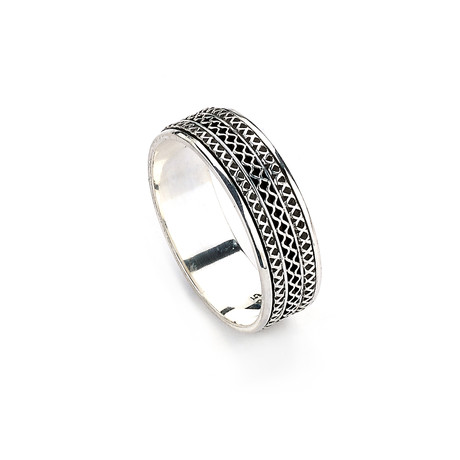 Sterling Silver Bali Pattern Ring (Size 9.5)