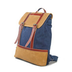 Canvas Backpack // Blue + Tan