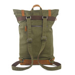 Canvas Backpack // Army Green + Tan