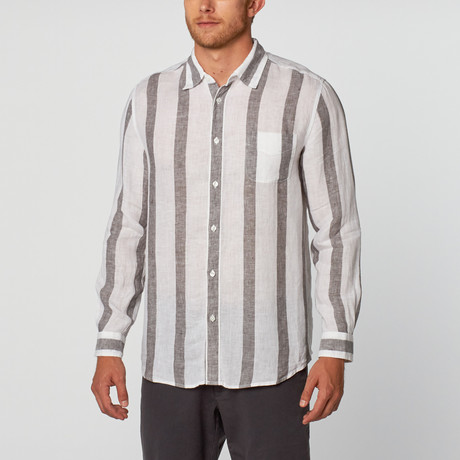Classic Striped Linen Shirt // Grey + White Stripe (XS)
