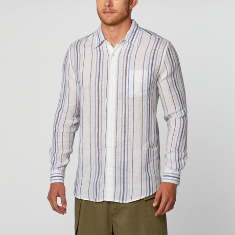Island Company // Classic Striped Linen Shirt // Blue + White (XS)