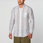 Island Company // Classic Striped Linen Shirt // Blue + White (XL)