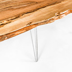 Live-edge Cypress Dining Table // Natural (Mid-Century Classic Leg // 2 Rods)