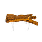 Live-edge Buttonwood Coffee Table // Natural (Mid-Century Classic Leg // 3 Rods)