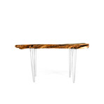Live-edge Buttonwood Coffee Table // Natural (Mid-Century Classic Leg // 3 Rods)