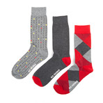 Chestnut Dress Sock // Grey Marl + Red Claret // Pack of 3