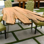 Live-edge Cypress Dining Table // Natural (Mid-Century Classic Leg // 2 Rods)