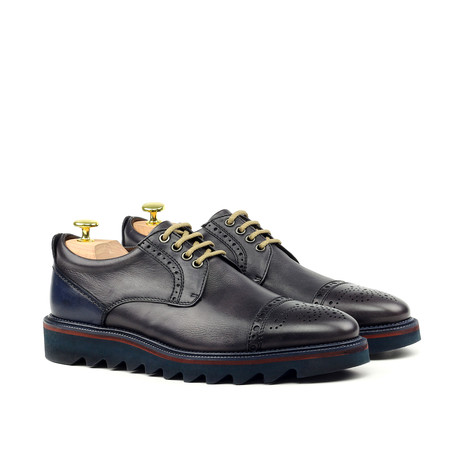 Punched Captoe Sportwedge Derby // Navy + Grey (Euro: 39)