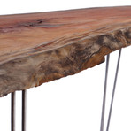 Live-edge Mahogany Coffee Table // Natural (Mid-Century Classic Leg // 2 Rods)