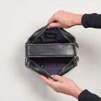 Travel Pouch 2-Zip // Saffiano Leather (Black)