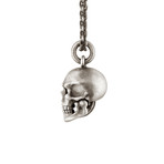 Diamond Eyes Hinged Jaw Skull Pendant // Sterling Silver
