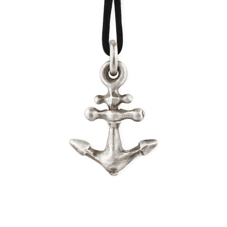 Anchor Pendant + Leather Cord // Sterling Silver