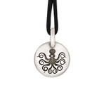 Octopus Charm Pendant + Leather Cord // Sterling Silver