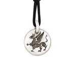 Griffin Charm Pendant Necklace // Sterling Silver + Leather Cord