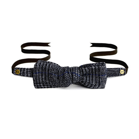 Norrsken Batwing Bow Tie // Blue + Black + Grey