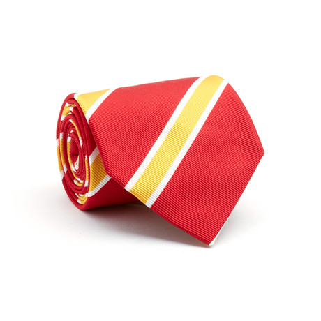 Silk Tie // Red + Yellow + White Stripe