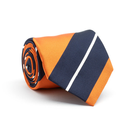 Silk Tie // Orange + Blue Stripe