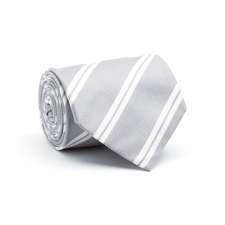 Silk Tie // Grey + White