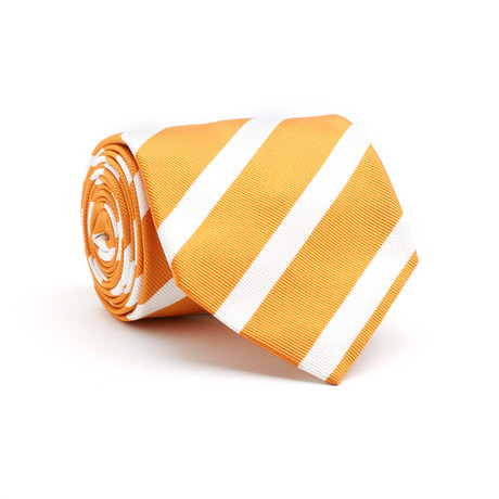 Silk Tie // Orange + White Stripe
