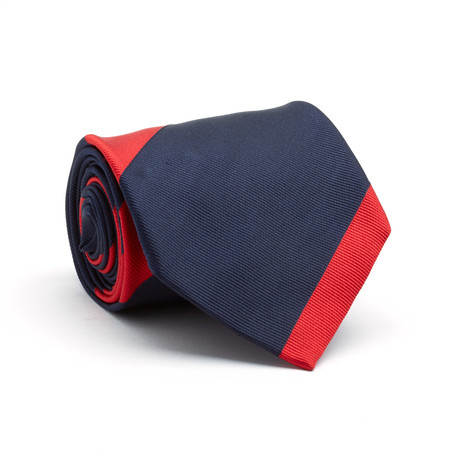 Silk Tie // Navy Blue + Red Stripe