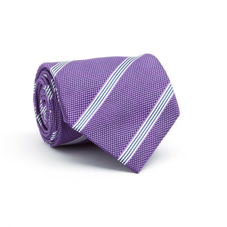 Silk Tie // Purple + White Stripe