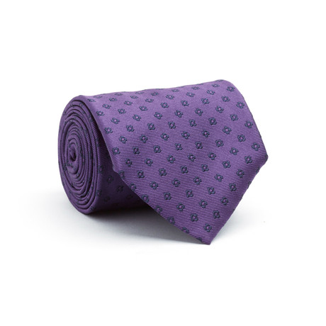 Silk Tie // Black + Dark Purple Pattern