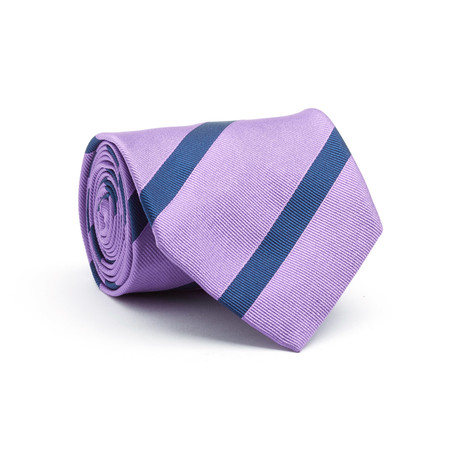 Silk Tie // Dark Blue + Purple Stripe