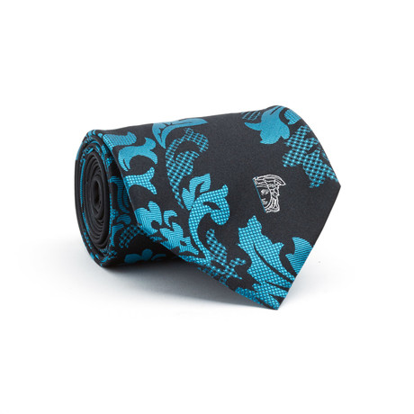 Silk Tie // Turquoise + Black Floral