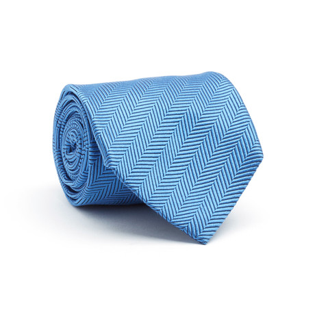 Silk Tie // Sea Blue Cross Stripe