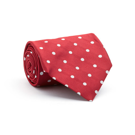 Silk Tie // Red + White Dot