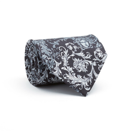 Silk Tie // Grey + Black Floral