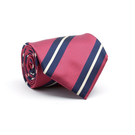 Silk Tie // Pink + Blue + White Stripe