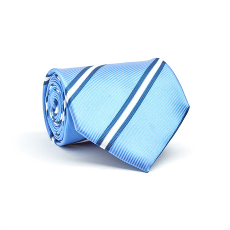 Silk Tie // Cloud Blue + Navy Stripe