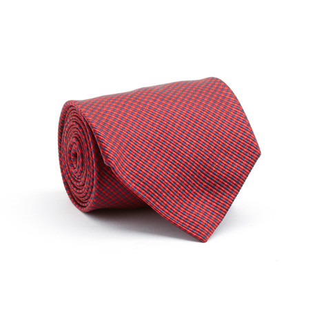 Silk Tie // Red + Navy Plaid