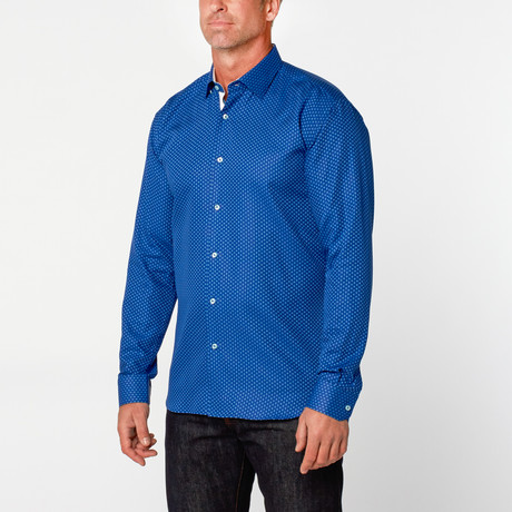 Long Sleeve Star Button-Up Shirt // Bold Blue (S)
